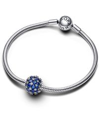 PANDORA - Moments Sterling Silver Charm With Blue Crystal And Clear Cubic Zirconia - Lyst