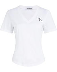 Calvin Klein - Monogram Logo Slim V-Neck Tee T-Shirt - Lyst