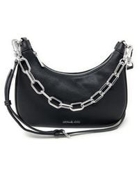Michael Kors - Cora Large Zip Pouchette Chain Shoulder Crossbody Bag Black Silver - Lyst