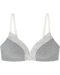 Women'secret - Sujetador Triangular Acolchado Cotton Collection 1 Charming Encaje Gris - Lyst