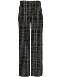 Comma, - Karierte Hose aus Bouclé-Jersey schwarz 46 - Lyst