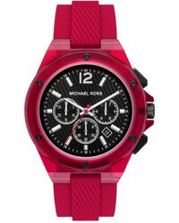 Michael Kors - Lennox Chronograph Red Translucent Nylon And Silicone Watch - Lyst
