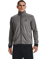 Under Armour - S Tricot Jacket Long Sleeve Pocket Carbon/black S - Lyst