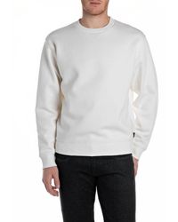 Replay - Sweatshirt mit V-Einsatz am Halsausschnitt - Lyst