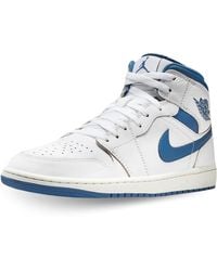Nike - Air Jordan 1 Mid Se Mens Fashion Trainers In White Blue - 9 Uk - Lyst