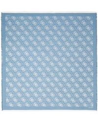 Guess - Eliette Logo Kefiah Scarf 135X135 Teal - Lyst