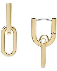 Fossil - Heritage D-link Gold-tone Stainless Steel Drop Earrings - Lyst