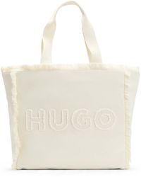 HUGO - Canvas Tote Bag With Fringed Trims - Lyst
