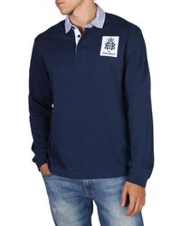 Hackett - Navy Hrr Classic Rugby Long Sleeve Polo Hm570729 - S - Lyst