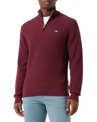 GANT - Cotton Texture Half Zip Sweater - Lyst