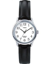 Timex - T20441 Easy Reader 25mm Black/silver-tone/white Leather Strap Watch - Lyst