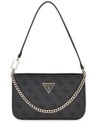Guess - Noelle Ii Mini Top Zip Shoulder Bag Coal Logo - Lyst