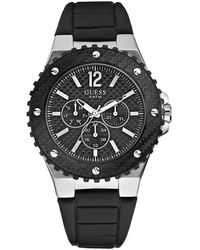 Guess - Gents 'overdrive' Chronograph Watch Steel Case Black Dial & Strap - Lyst