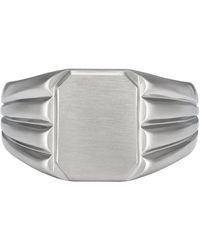Fossil - Stainless Steel Silver Signet Ring - Lyst