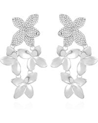 Guess - Boucles d'oreilles pendantes linéaires en cristal argenté - Lyst