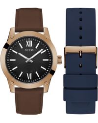 Guess - Interchangeable Straps Strap Blue Dial Rose Gold Tone - Lyst
