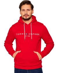 Tommy Hilfiger - Hoodie - Pullover Hoodie Featuring Tommy Logo Design - White Drawstring - Blazer Red - Lyst