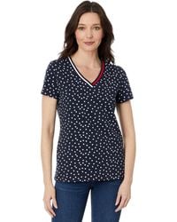 Tommy Hilfiger - T-Shirt rayé à col en V pour avec col en V - Lyst