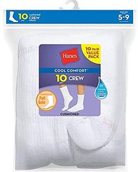 Hanes S Crew Sock, White, 9-11(shoe 5-9)