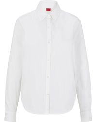 HUGO - The Essential Shirt Regular-Fit Bluse aus Stretch-Baumwolle mit Stack-Logo Weiß 36 - Lyst