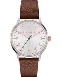 Ted Baker - Watches Stainless Steel Quartz Leather Strap - Lyst