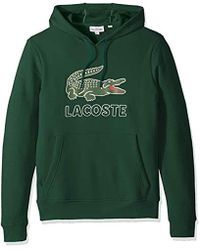 Lacoste SH8590 Embroidered Logo And Kangaroo Pocket Hooded Sweatshirt Blue PQ8