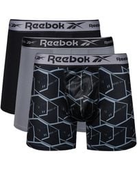Reebok - Calzoncillos Tipo Bóxer para Hombre En Negro/Estampado/Gris Con Cintura Estampada Y Regulador de La Humedad Boxershorts - Lyst