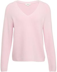 S.oliver - Gerippter Strickpullover aus Baumwollmix mit V-Ausschnitt zartrosa 42 - Lyst