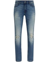 HUGO - S 734 Extra-slim-fit Jeans In Blue Comfort-stretch Denim - Lyst