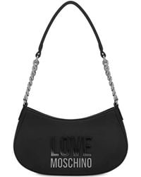 Love Moschino - Tasche hobo bag schwarz emailliertes Logo Schriftzug - Lyst