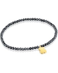 Tous - Bracelet élastique avec boules rondes en hématite et motif d'ours plaqué or 18 carats sur argent - Lyst