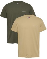Tommy Hilfiger - Uomo T-Shirt iche Corte Confezione da 2 Linear Chest Scollo Rotondo - Lyst