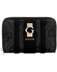Guess - Portafoglio Erenia Zip Around Wallet Coal Logo grigio scuro - Lyst