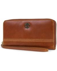 Timberland - Leather Rfid Zip Around Wallet Clutch With Wristlet Strap - Lyst