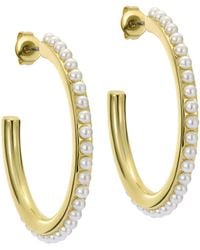 Ted Baker - Peraa Medium Pearl Hoop Earrings For - Lyst