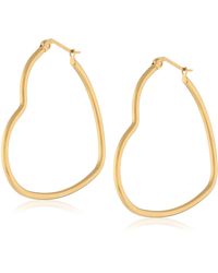 HIKARO - Amazon Brand- Stainless Steel Heart Hoop Earrings With 14k Gold Plated For Great For Shopping - Lyst