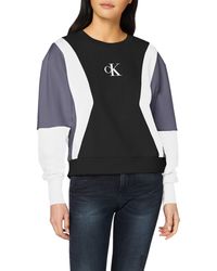 Calvin Klein Color Block Crew Neck Sudadera - Negro