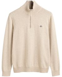 GANT - Classic Cotton Halfzip Sweater - Lyst
