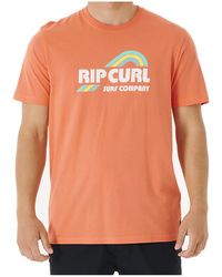 Rip Curl - Surf Revival Waving Short Sleeve T-shirt In Peach - Lyst