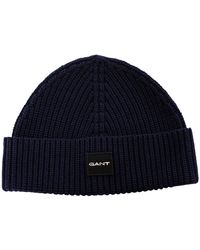 GANT - Cotton Rib Knit Beanie - Lyst