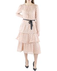 BCBGMAXAZRIA - Womens Long Sleeve Fit And Flare Tiered Ruffle Skirt Short Evening Dress - Lyst