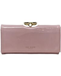Ted Baker - Aleshas Large Teardrop Bobble Purse In Dusky Pink Patent Leather - Lyst