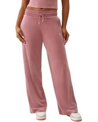 TRUE RELIGION - Velour Sweatpants Straight Leg Track Pants With Crystal Horseshoe Logo - Lyst