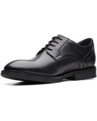 Clarks - Un Hugh Lace Leather Shoes In Black Standard Fit Size 8.5 - Lyst