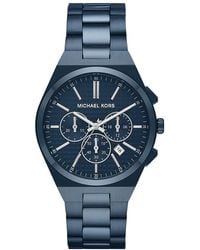 Michael Kors - Lennox Chronograph Blue Stainless Steel Watch - Lyst