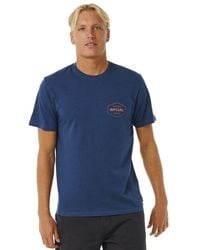 Rip Curl - Stapler Tee T Shirt Washed Navy - Lyst
