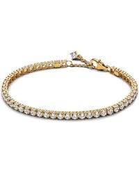 PANDORA - Timeless Pulsera chapada en oro de 14 quilates con circonitas cúbicas transparentes - Lyst