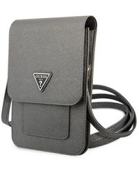 Guess - Tasche Guwbsatmgr Grau Saffiano Triangle Bag for Phones - Lyst