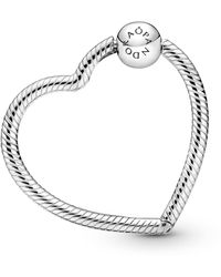 PANDORA - Herz Charm-Halter in Sterling Silber Moments Collection - Lyst