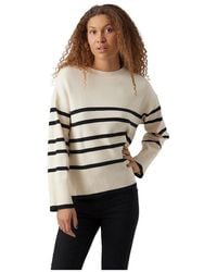 Vero Moda - S Saba O Neck Jumper Birch Black S - Lyst